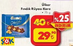 ÜLKER FINDIK RÜYASI KARE 75 G